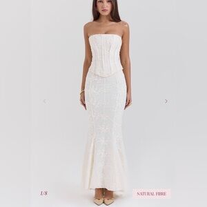 House of CB Veronica Ivory Maxi Skirt NEW